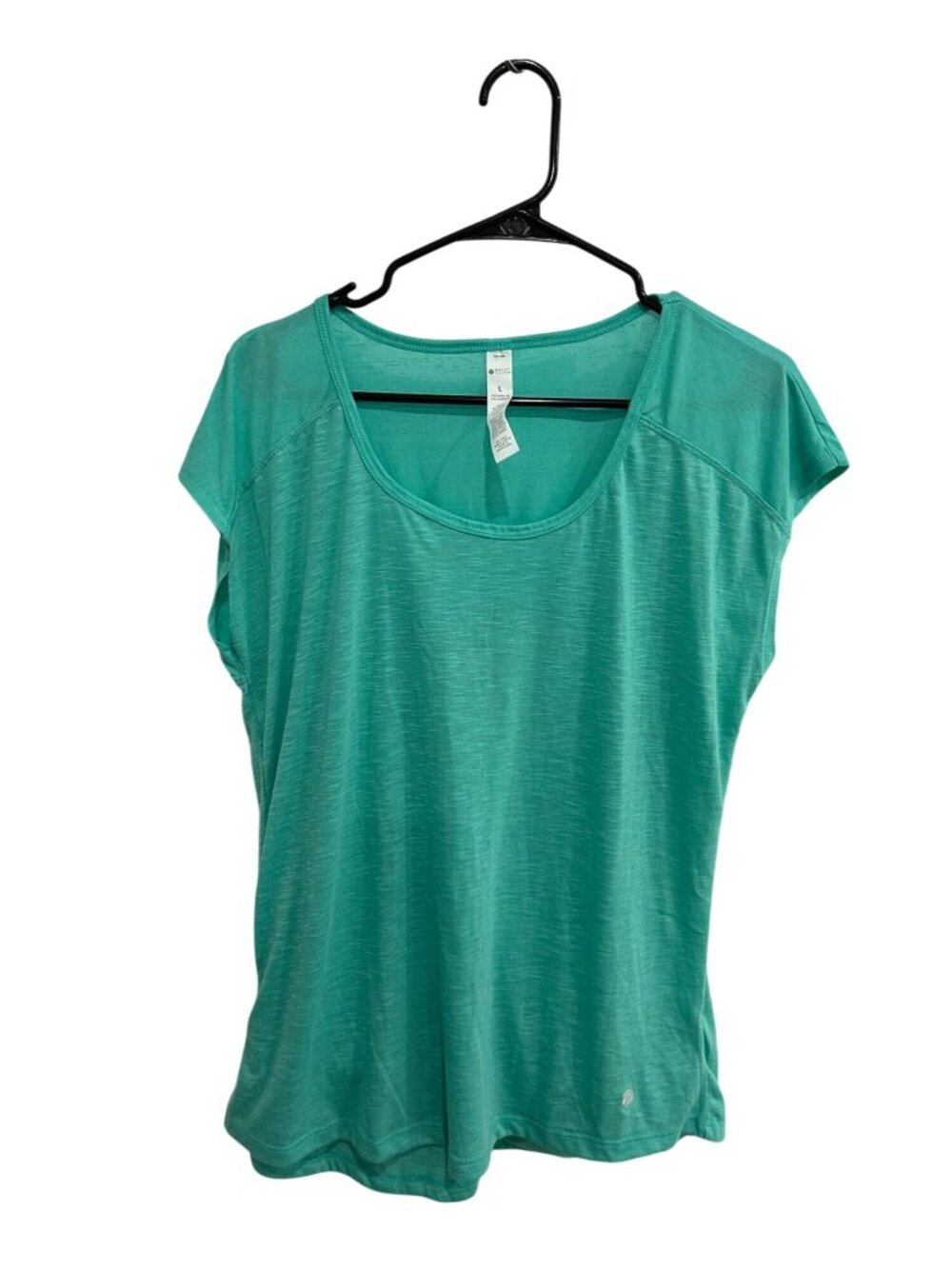 Bally Total Fitness Large Green Athletic Top Open Back Drape Clean Girl NWT